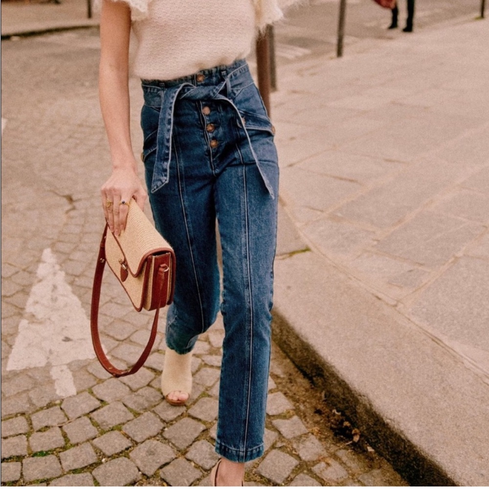 Sézane Maximo Belted Denim Trousers